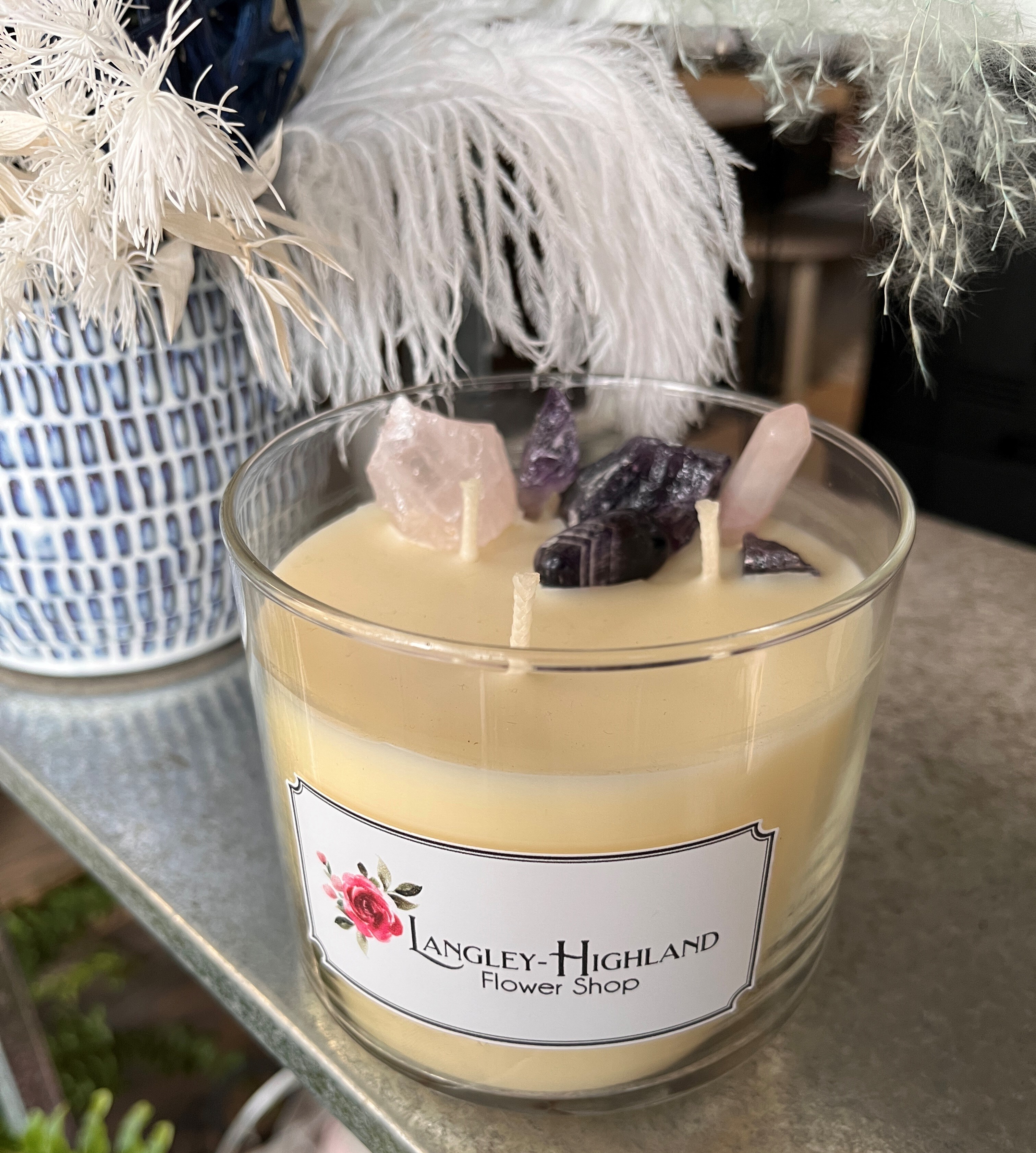 Scented Candle with Crystals- Large